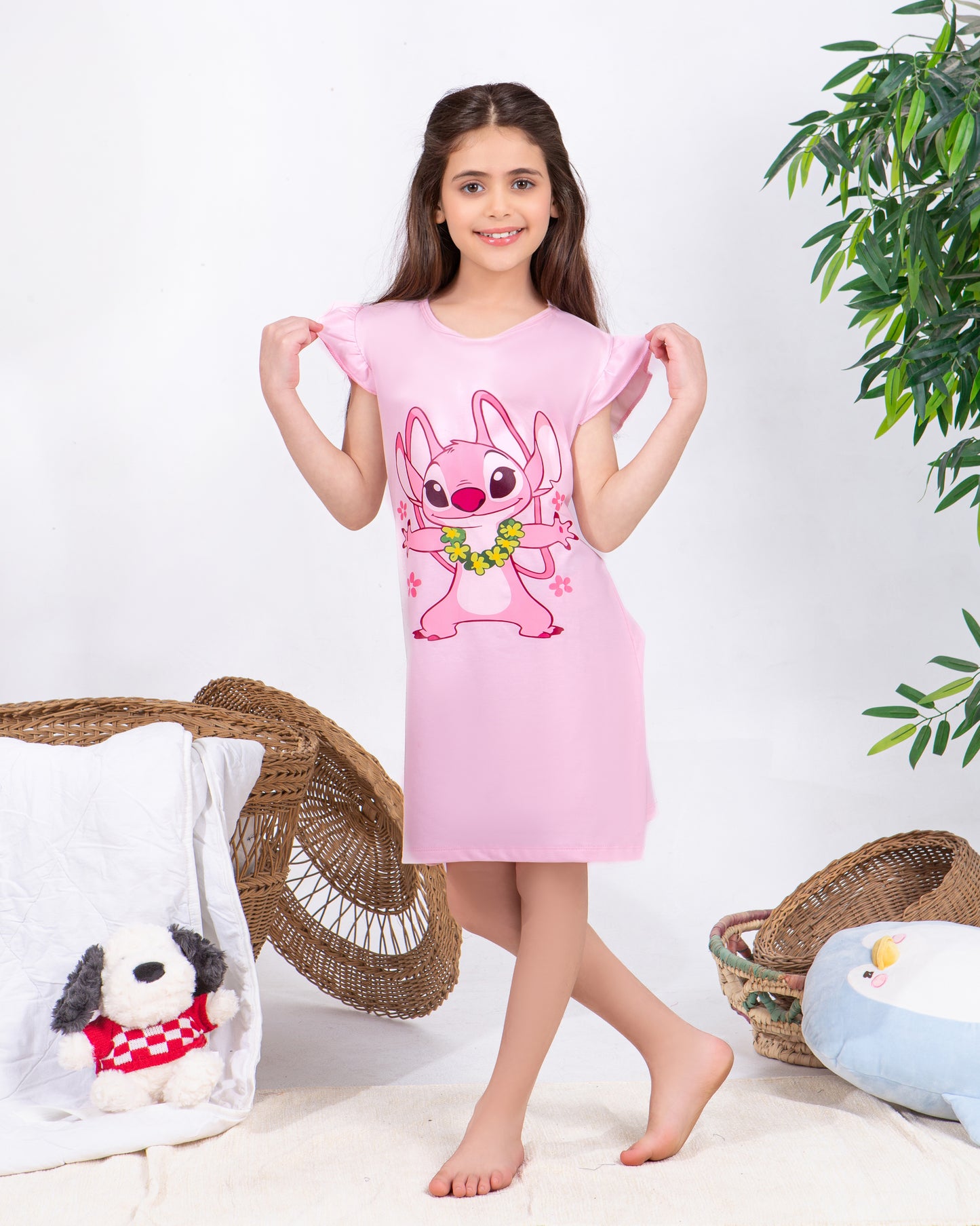 Girls' Stitch Sleep Dress – Premium Full Lycra Cotton – 10853