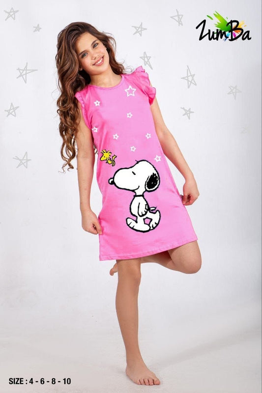 Girls’ Summer dress – snoopy pink – Code 814