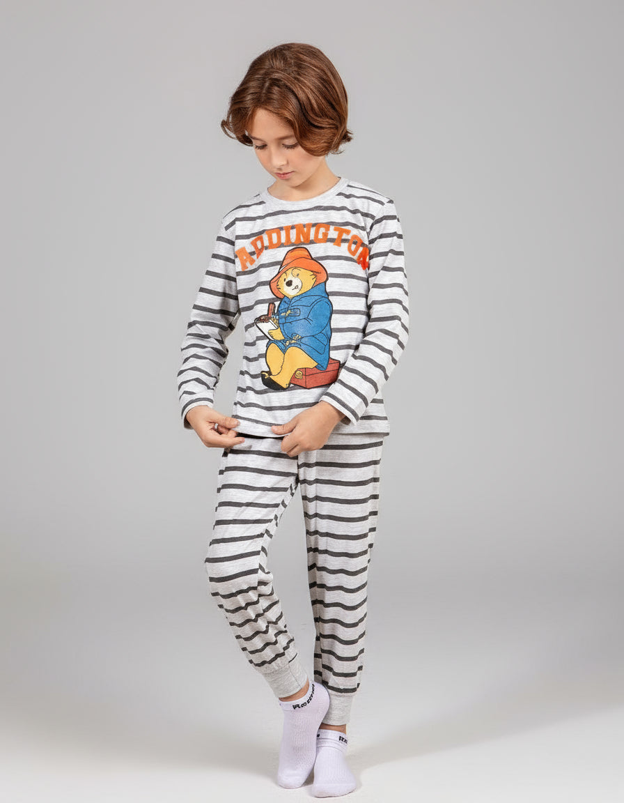 Boys’ Cotton Pajama Set – Paddington Bear Striped – 10835
