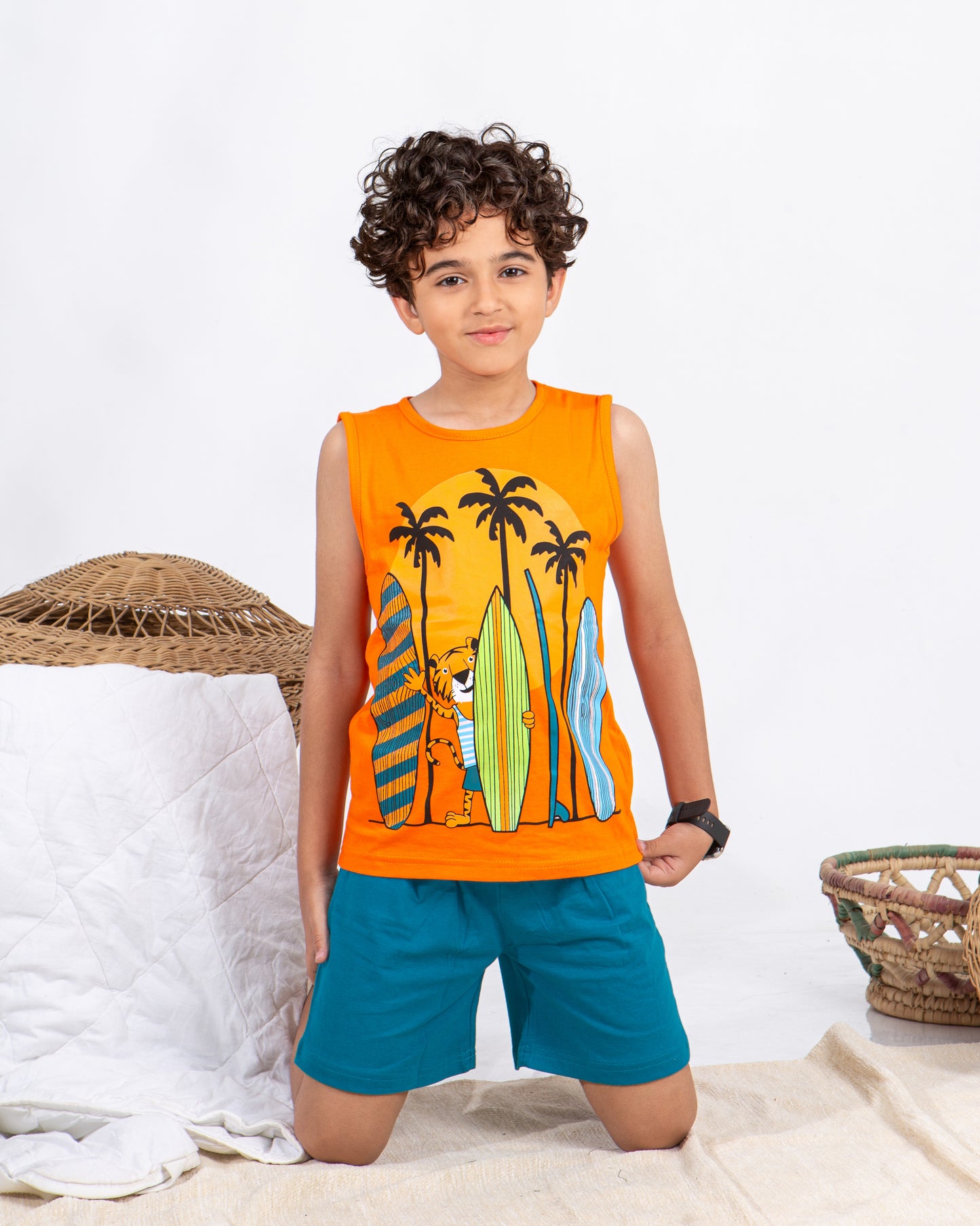 Boys’ Summer Pajama – Sleeveless – Tiger – 10857