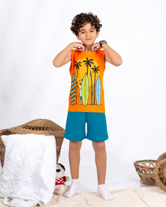 Boys’ Summer Pajama – Sleeveless – Tiger – 10857